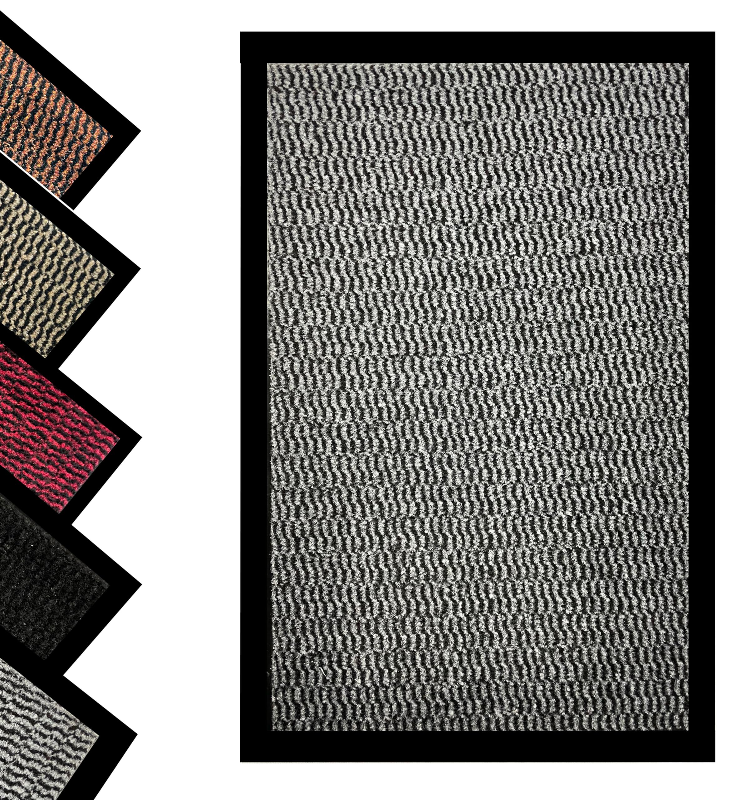 Pagnanno. - Dirt Trapper Door Mat - Indoor/Outdoor non-slip Washable Barrier Door Mat, Heavy Duty Entrance Rug Shoes Scraper, Super Absorbent Front Doormat Carpet (Grey, 80x120cm (Pack of 2))