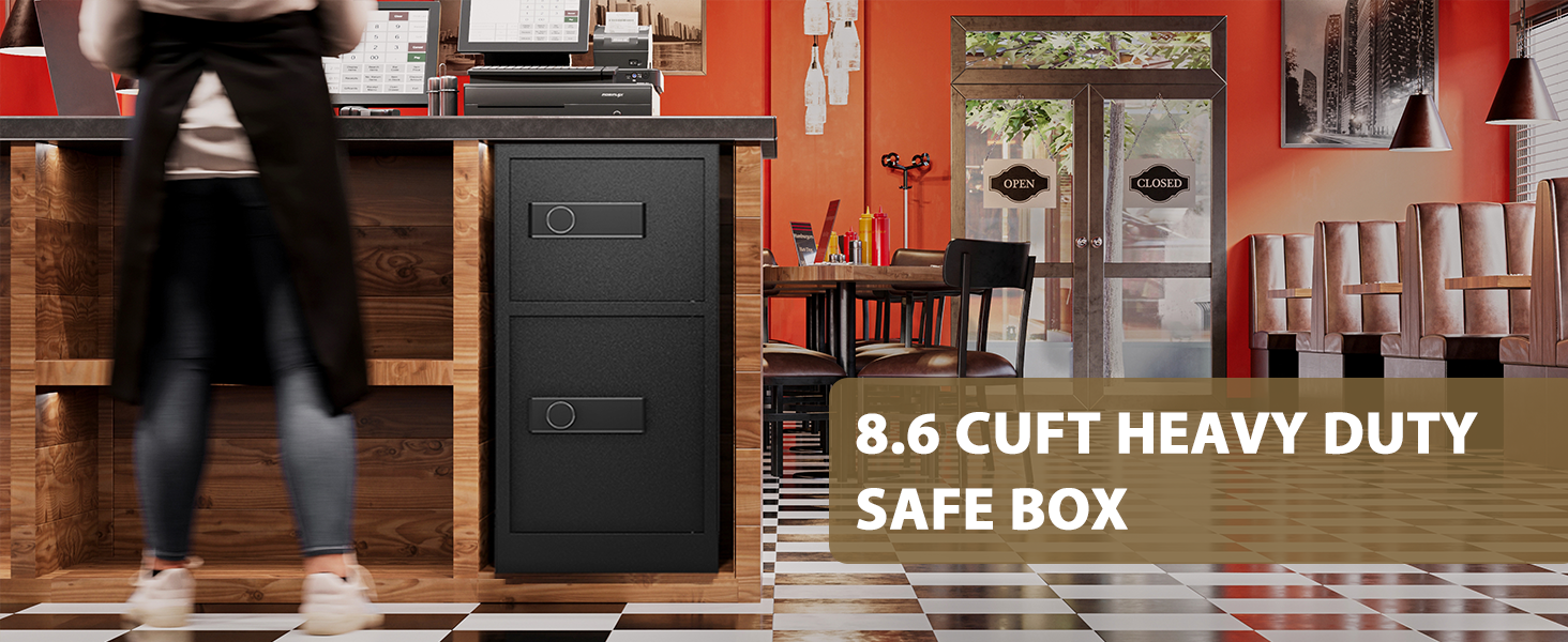 8.6 Cuft Heavy Duty Dual Door Safe Box with Hidden Lock Box