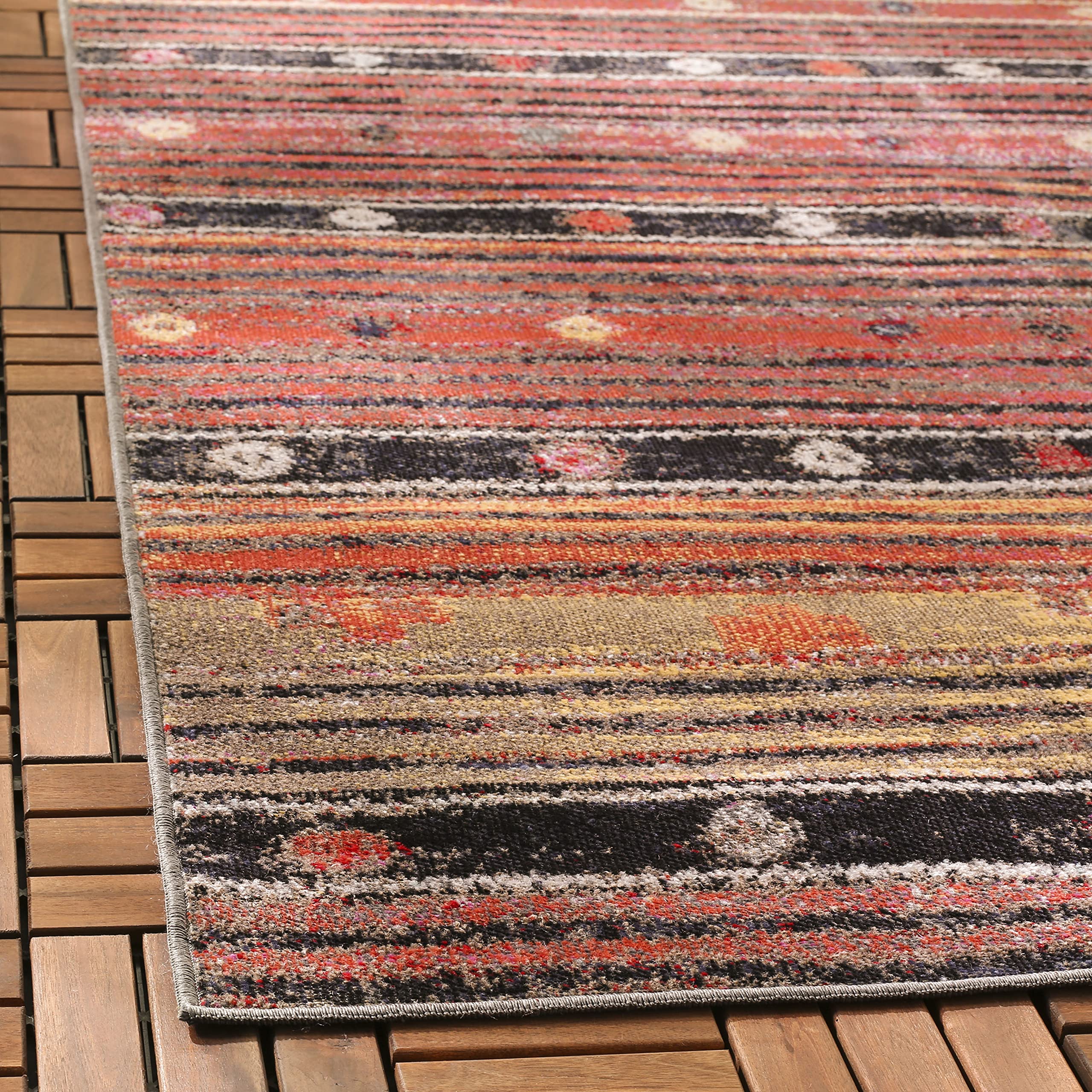SAFAVIEH Tapis Boho Pour Salon, Salle à manger, Chambre à coucher - Montage Collection, Tapis à poil court, Rouille et Multi, 122 X 183 cm