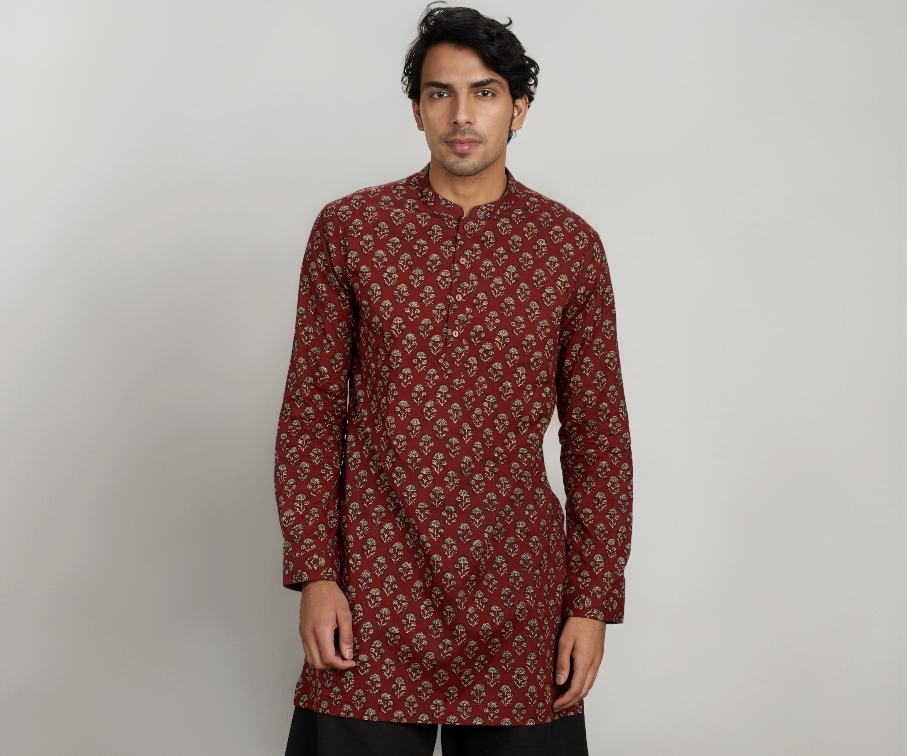 Amazon Brand - Symbol Men's 100% Cotton Everyday Mid Length Casual Kur