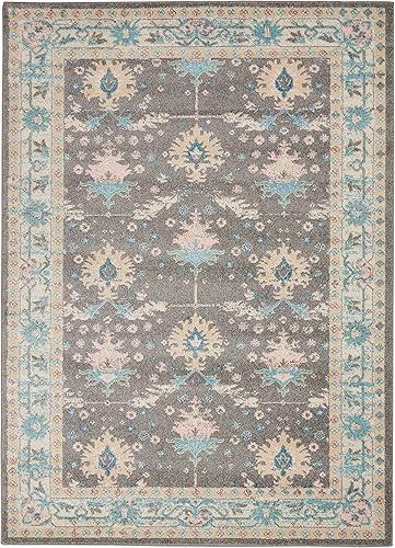 Miniatura 4 de Nourison Tranquil - Alfombra persa grisrosa de 4 x 6 pies, fácil de limpiar, no se desprende, dormitorio, sala de estar, comedor y cocina (4 x 6)