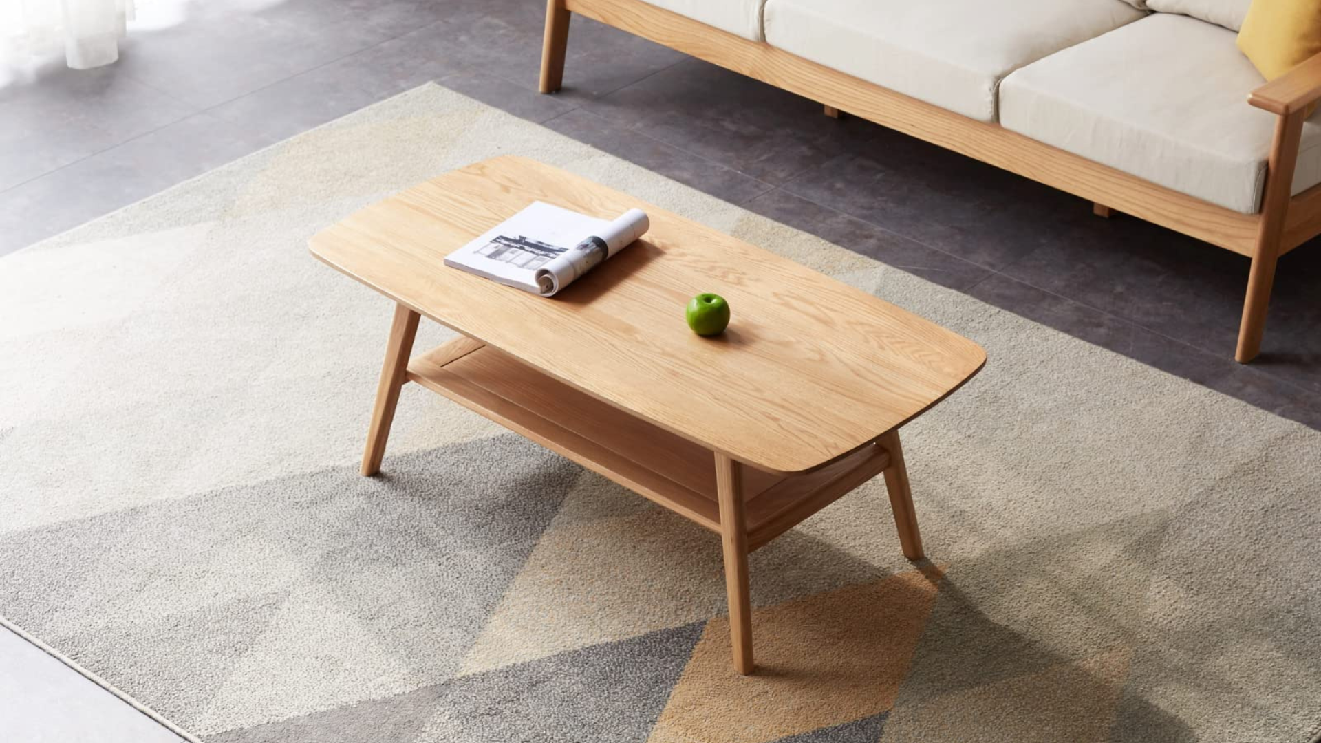Amazon.com: Hymus Wood Coffee Table - 100% Solid Wood- 2-Tier