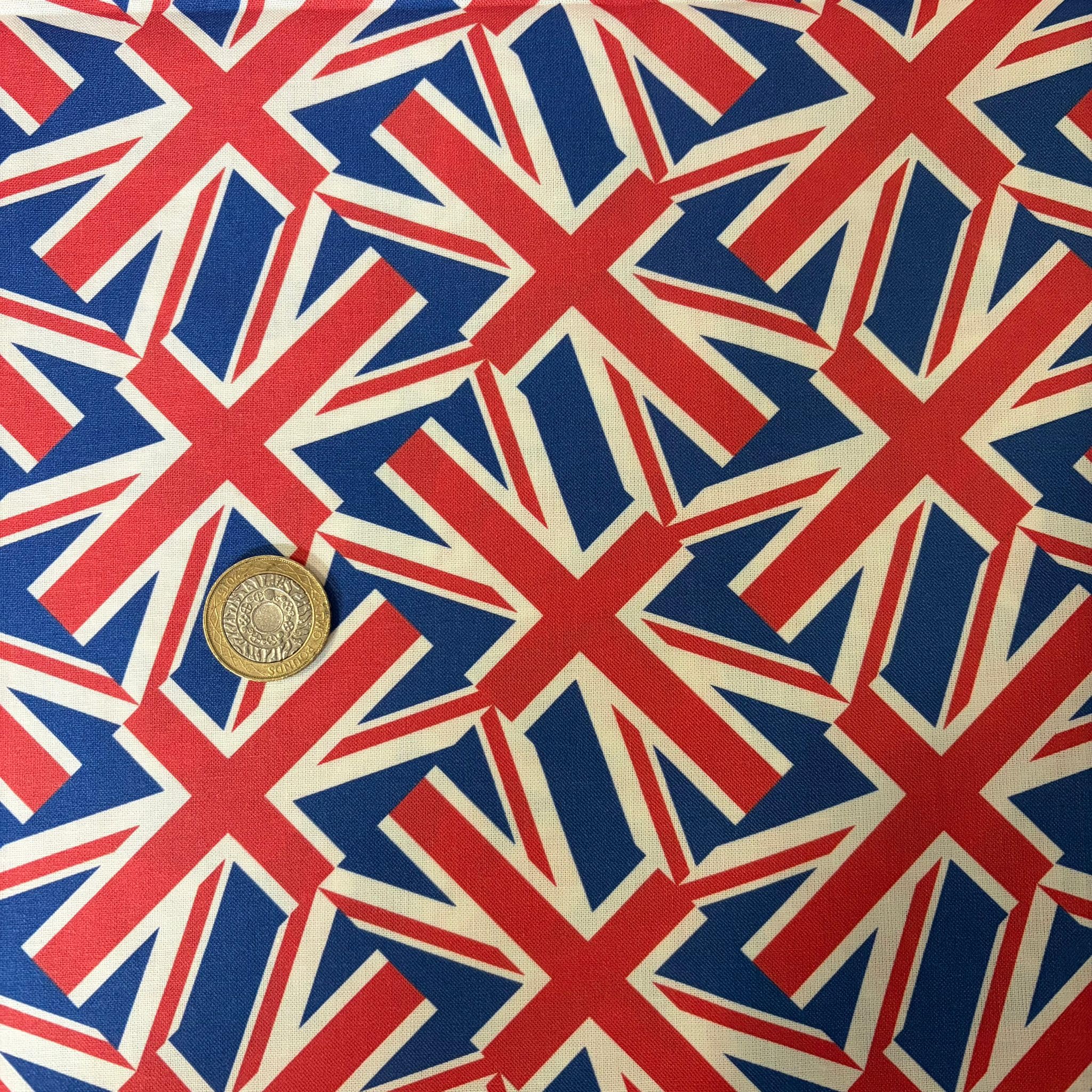 Union Jack Cotton Fabric, 1m x 1.5m, Medium Size, for Bunting, Bags, Crafts, Accessories, Clothing