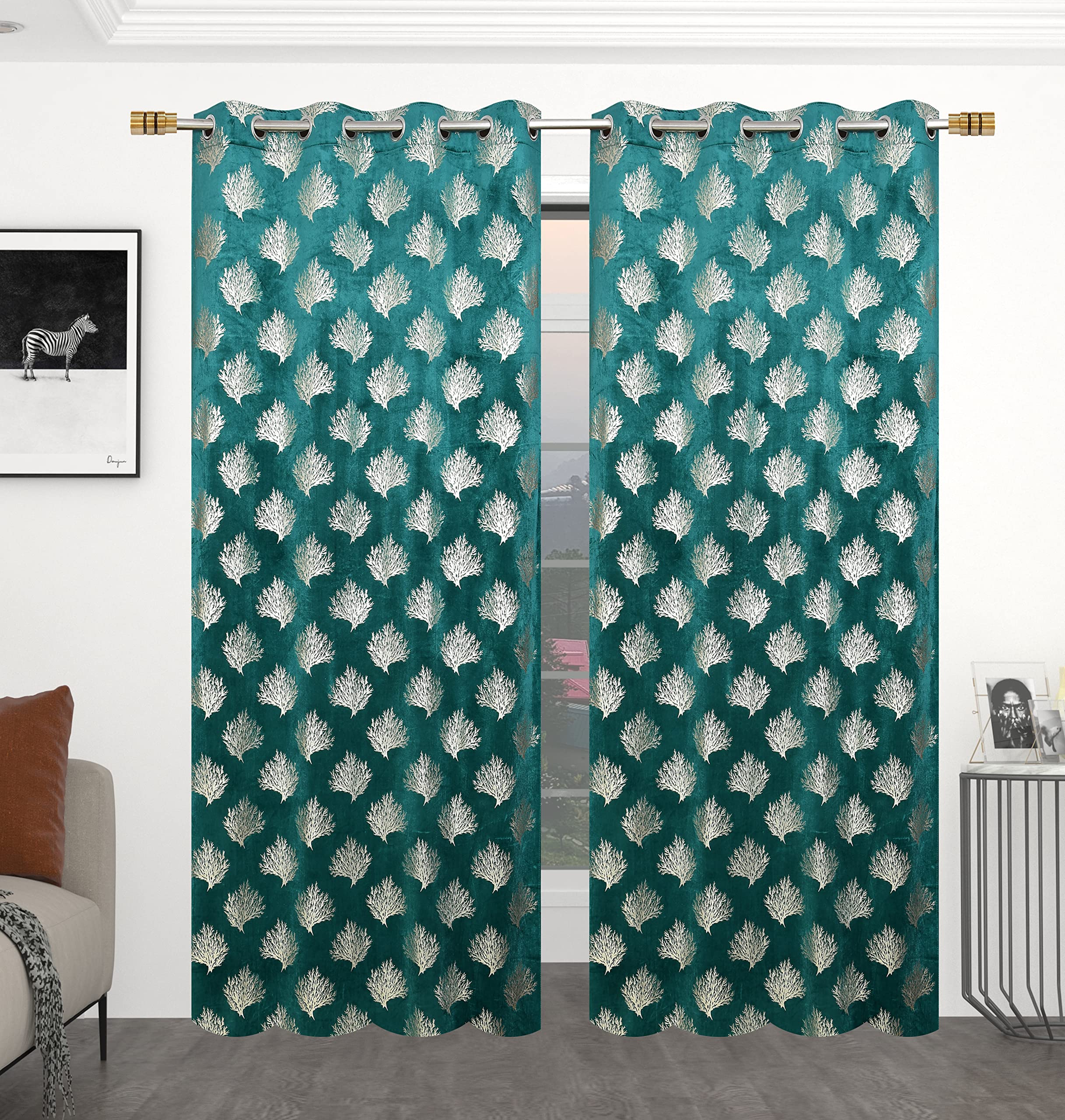 DECOROLOGY Velvet Blackout Curtains 7 Feet Long Set of 2 Room Darkening Heavy Thick Curtains for Door Living Room & Bedroom (Aqua Green - 7ft Long - 2 pcs) (B0CB98R67F) Amazon Price History, Amazon Price Tracker