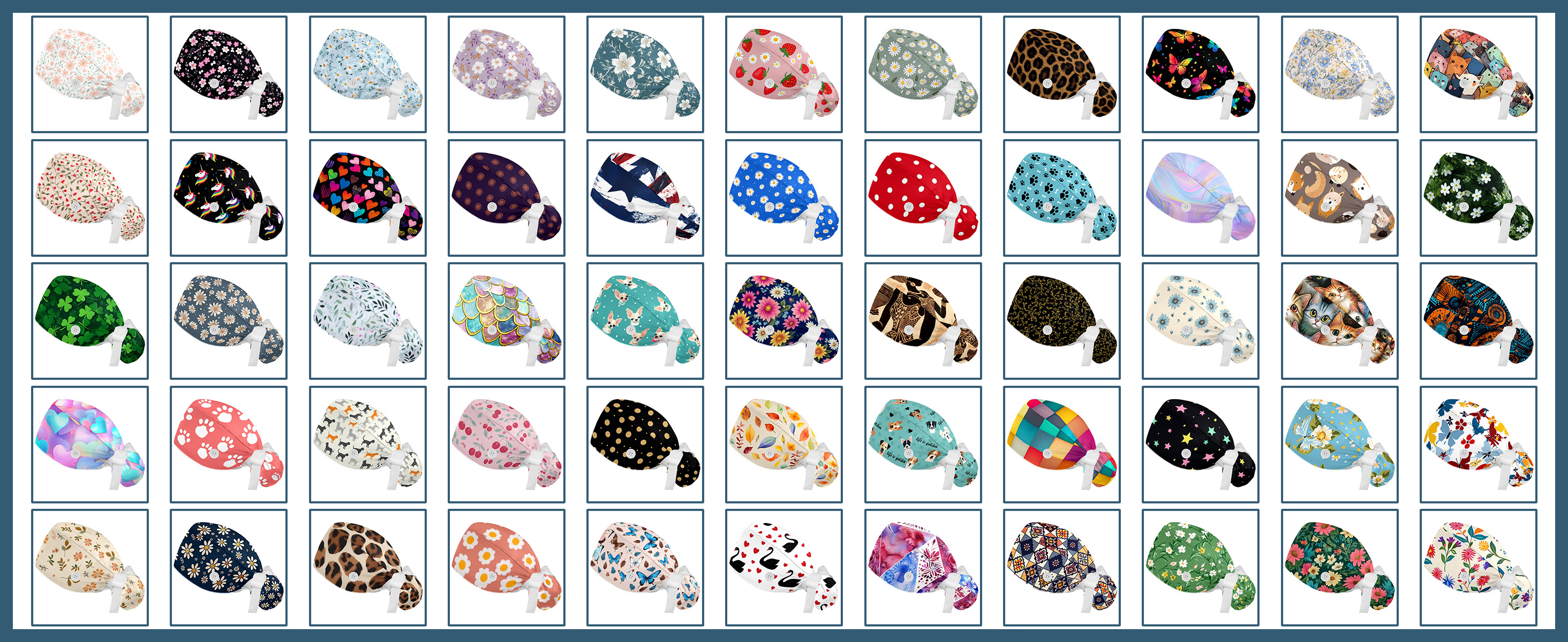 Gorro quirúrgico ajustable para mujer con botón y bolsa para coleta miniatura 7