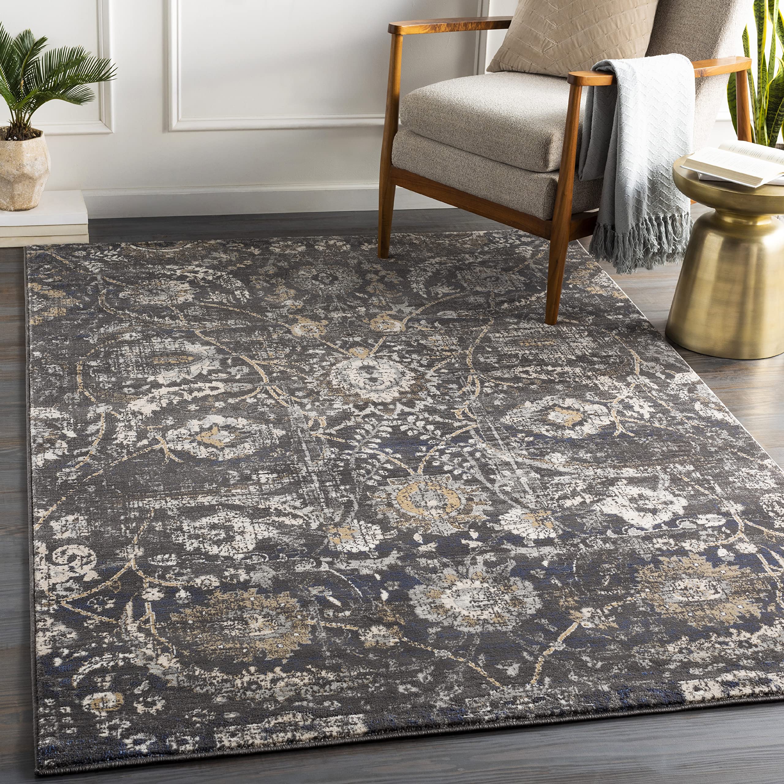 Mark&Day Area Rugs, 5x7 Avellino Traditional Black Area Rug, Black Beige Carpet for Living Room, Bedroom or Kitchen (5'3" x 7'3")