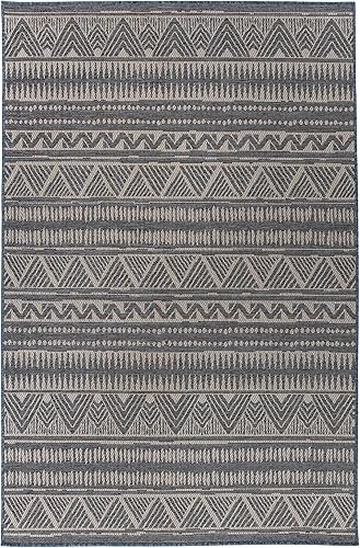 Miniatura 3 de Rugshop Alfombra geométrica bohemia para interiores y exteriores, alfombra bohemia para exteriores, no desprende pelusa, alfombra de balcón,