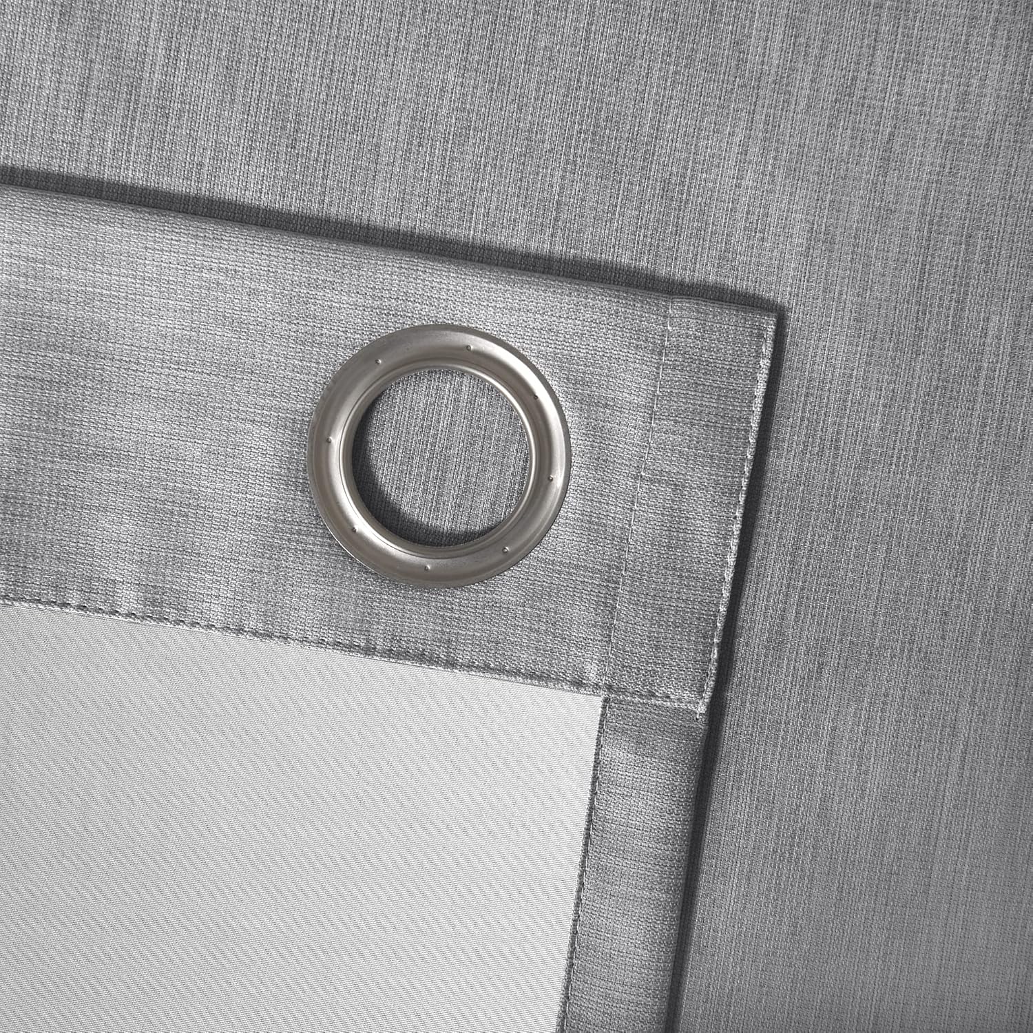 SUN+BLK Kinsley Lined Textured Total Blackout Light Blocking Noise Reducing Grommet Single Curtain Panel, Grey, 52x84
