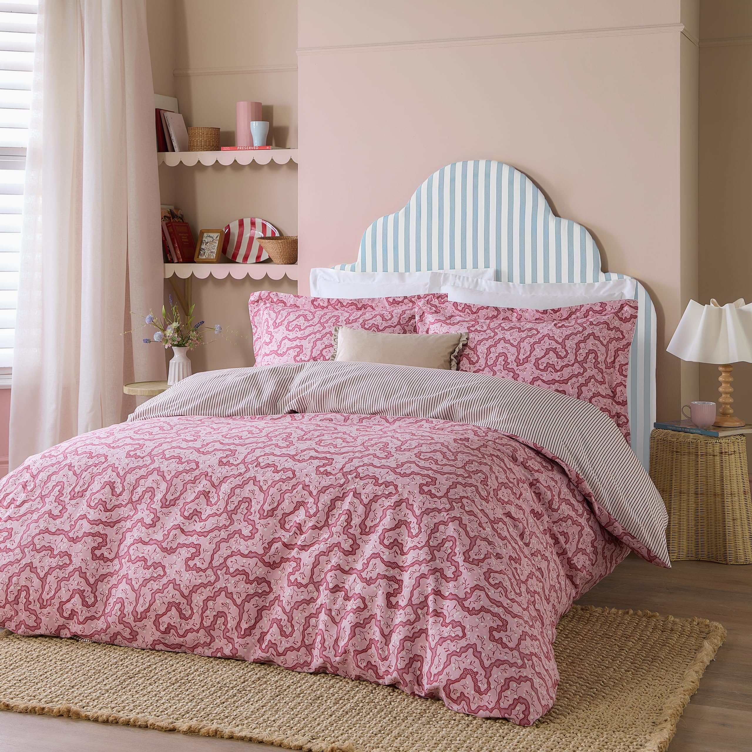 Wylder Brianna Floral 100% Cotton Duvet Cover Set in Red | Size: Single
