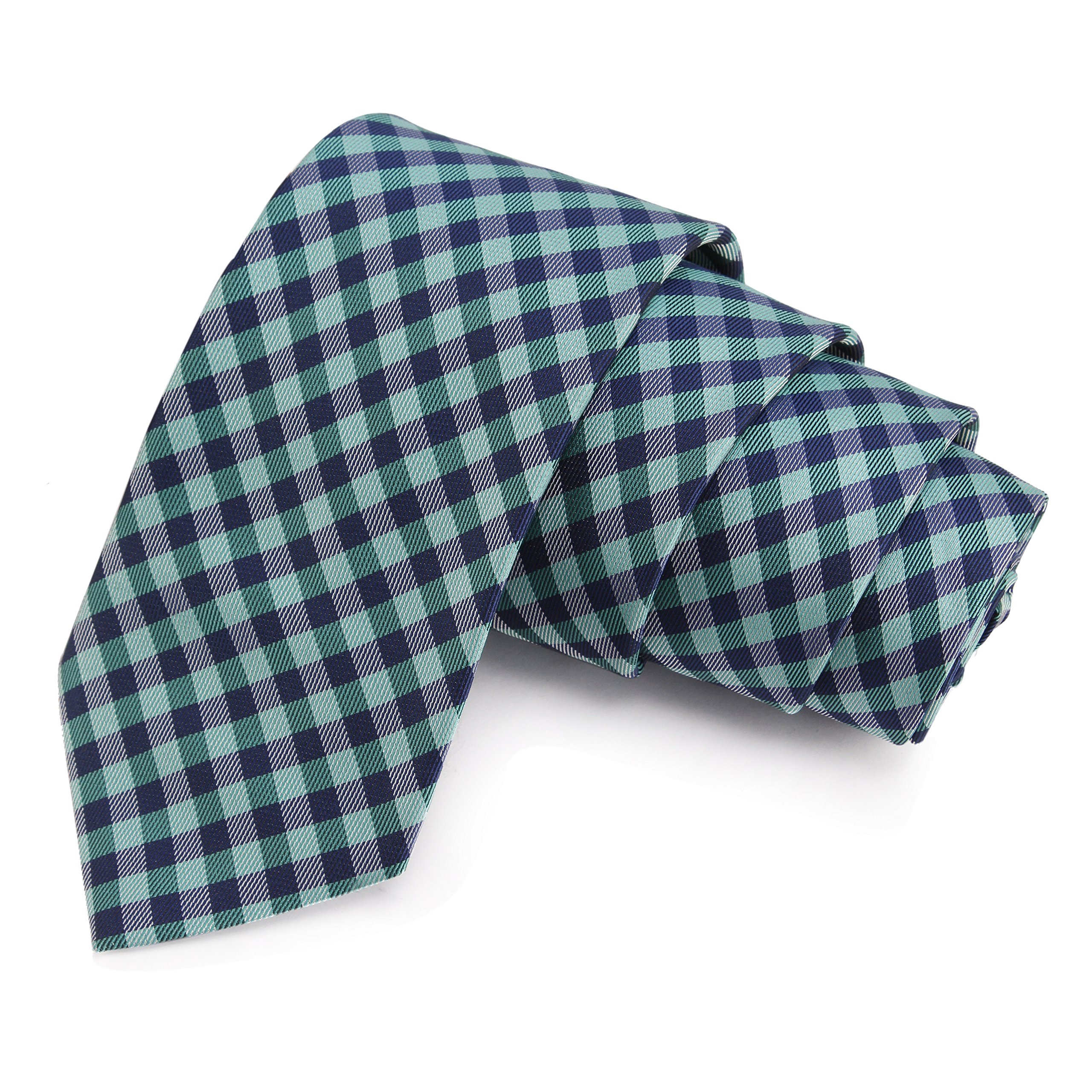 Rad Green & Navy Blue Colored Microfiber Necktie for Men-image-1