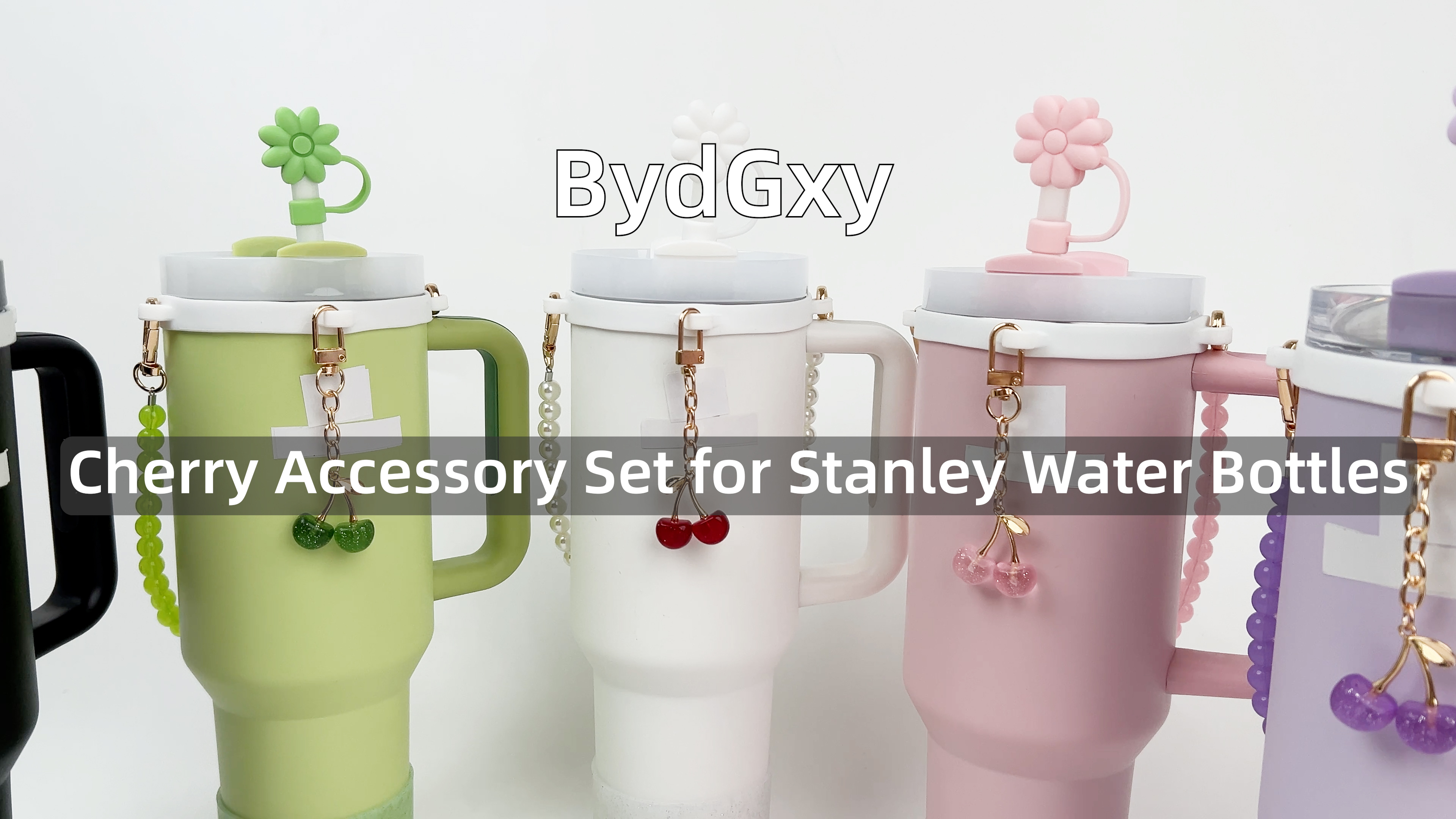 Stanley Cup Accessories Set – Includes Straw Cover, Silicone Boot, Handle Strap & Cherry Charm For 30 Oz & 40 Oz Tumblers (Pink) - View #10