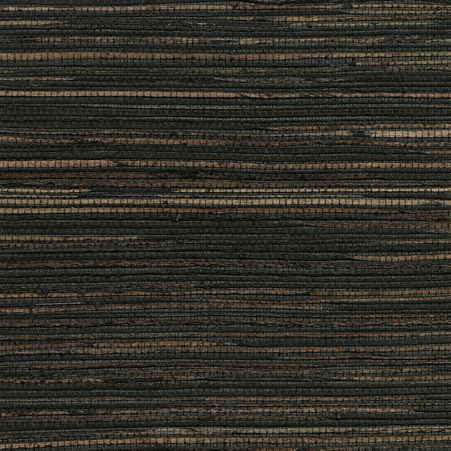Kenneth James 2732-80081 Shandong Ramie Grasscloth Wallpaper, Charcoal
