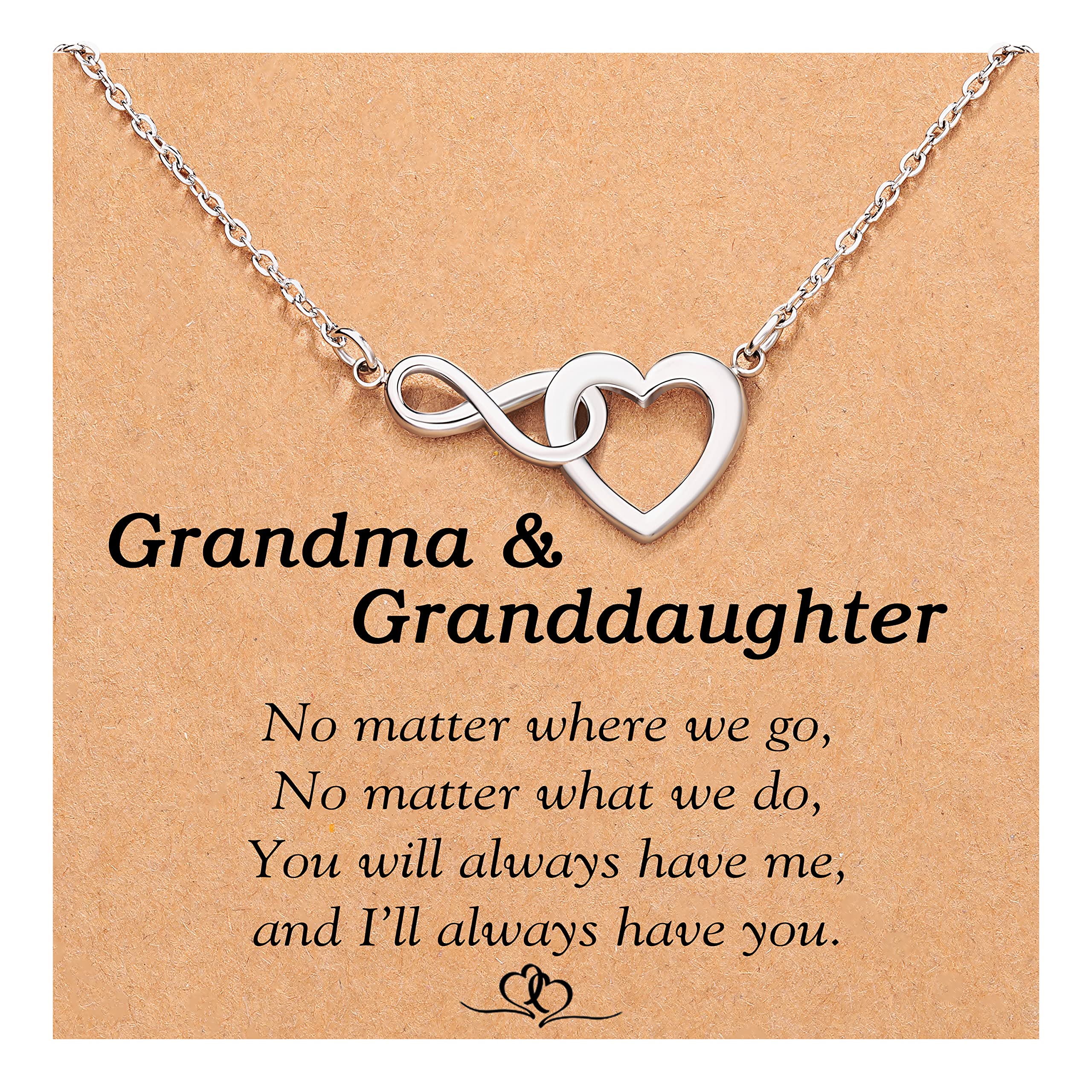 Mother Daughter Grandma Granddaughter Infinity Heart Necklace