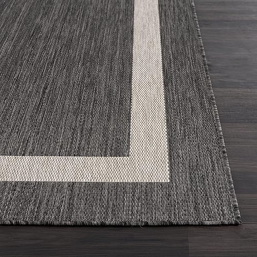 Miniatura 3 de CAMILSON Alfombra moderna para interiores o exteriores, para patio, cocina, vestíbulo o pasillo, lavable, de 9 x 12 pies, con bordes, color gris