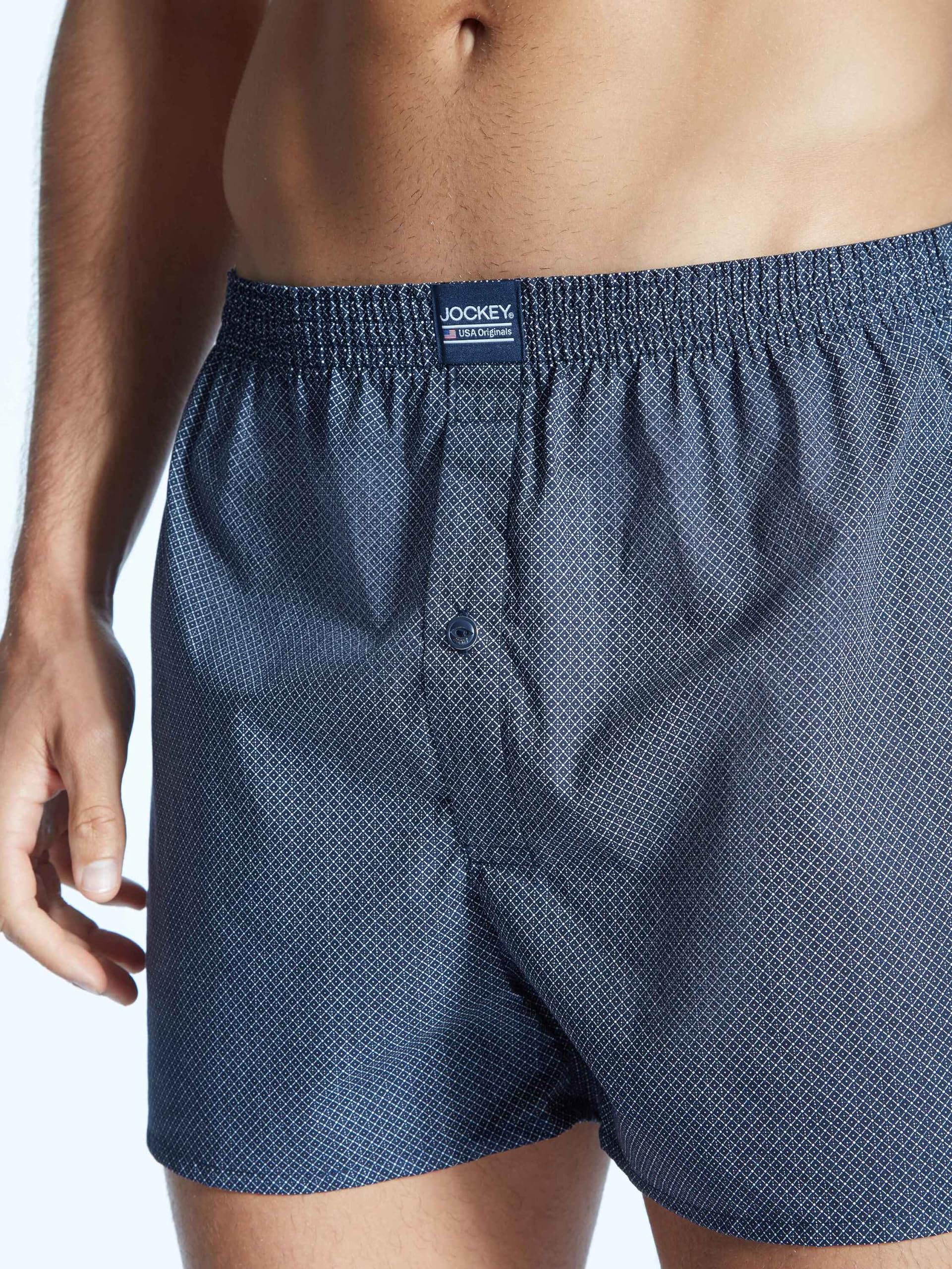 Jockey Boxer Woven - Baumwoll Boxershorts Herren im 3er Pack, Unterhose mit Eingriff und Knopf, atmungsaktive Unterwäsche für Männer, weicher Komfortbund, 3er Set