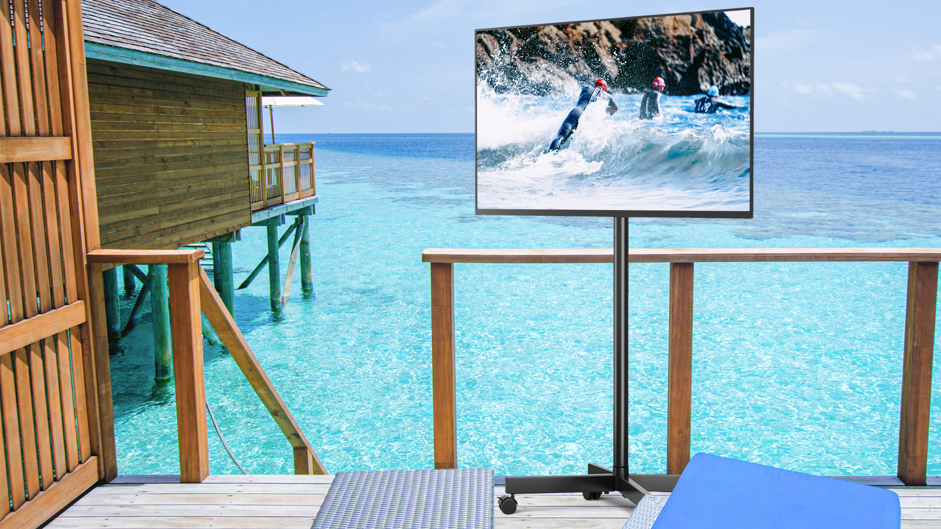 Carrello Porta TV Mobile Bontec - Per Schermi 23-60 Pollici, Con Ruote Bloccabili, VESA Fino A 400x400 Mm - Foto 6