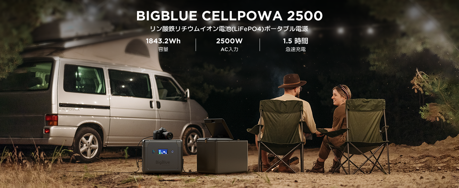 Amazon.co.jp: BigBlue ポータブル電源 AC出力2500W(瞬間最大5000W 