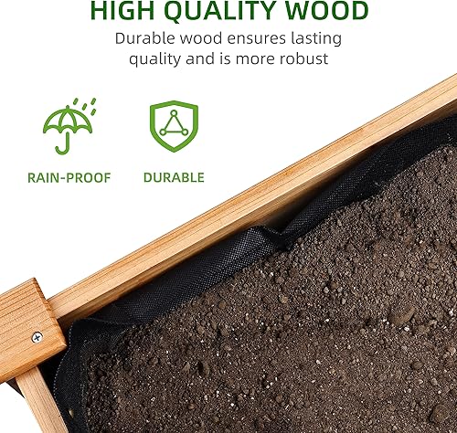 Miniatura 4 de Cama de jardín elevada de 48 x 24 x 30 pulgadas, soporte de madera elevada para patio trasero, patio, balcón con forro de cama, capacidad de 200