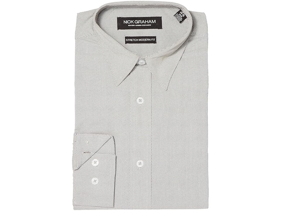 

Nick Graham Micro Dot Print Stretch Shirt (Grey) Men's Clothing, Gray