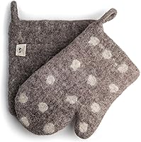 Vista 1 de Juego de manoplas de horno y soportes para ollas hechos a mano, resistentes al calor, guantes de horno 100% lana (6.5 x 10) y manoplas de olla