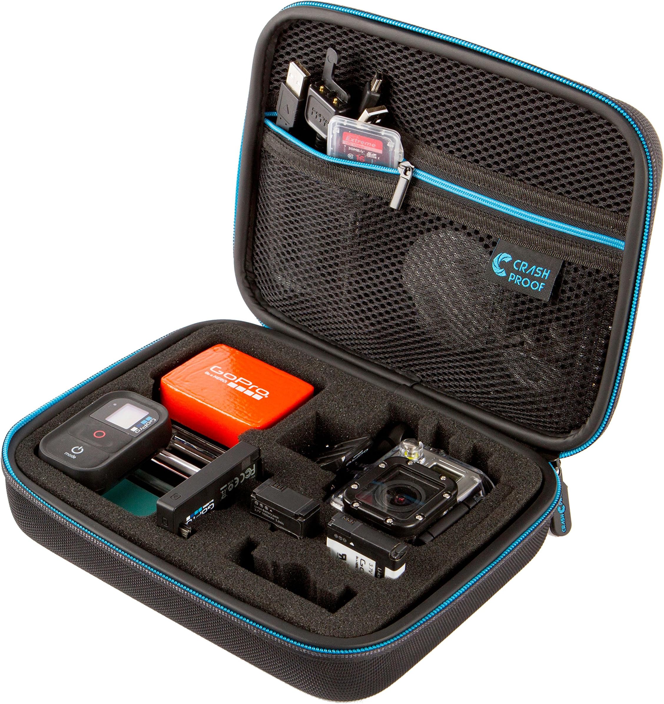 Crashproof Premium Case for Gopro Hero Camera 1,2,3,3+,4 Medium- Hard Protective Case with EVA Foam - Ideal for Storage, Carrying, and Travel. + 100% Hassle Free Guarantee - Best Black Bag Cases