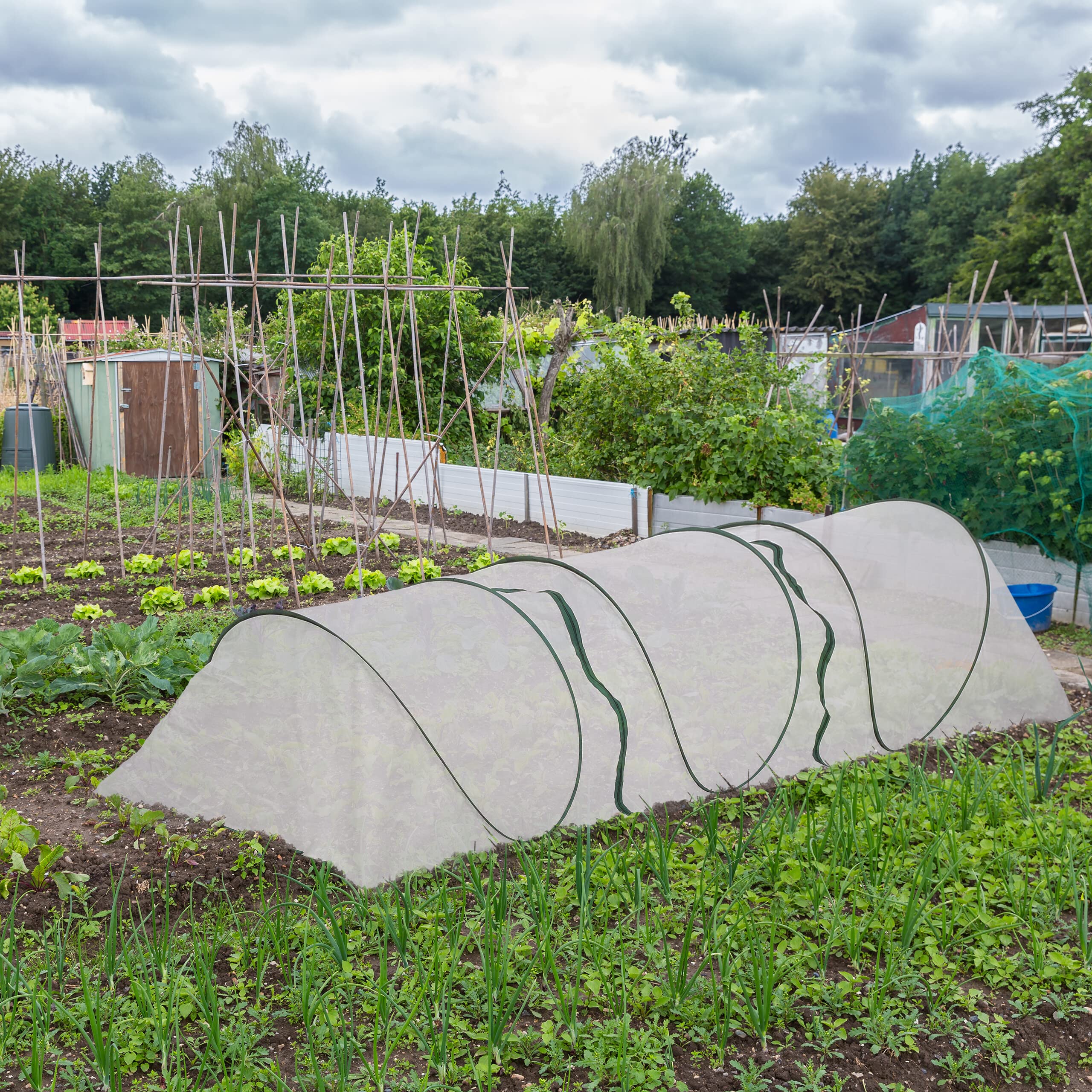 Relaxdays Tunnel de Croissance Pliable, système « Pop up », 3,5 m, Filet antiparasitaire, pour légumes et Fraises, Blanc