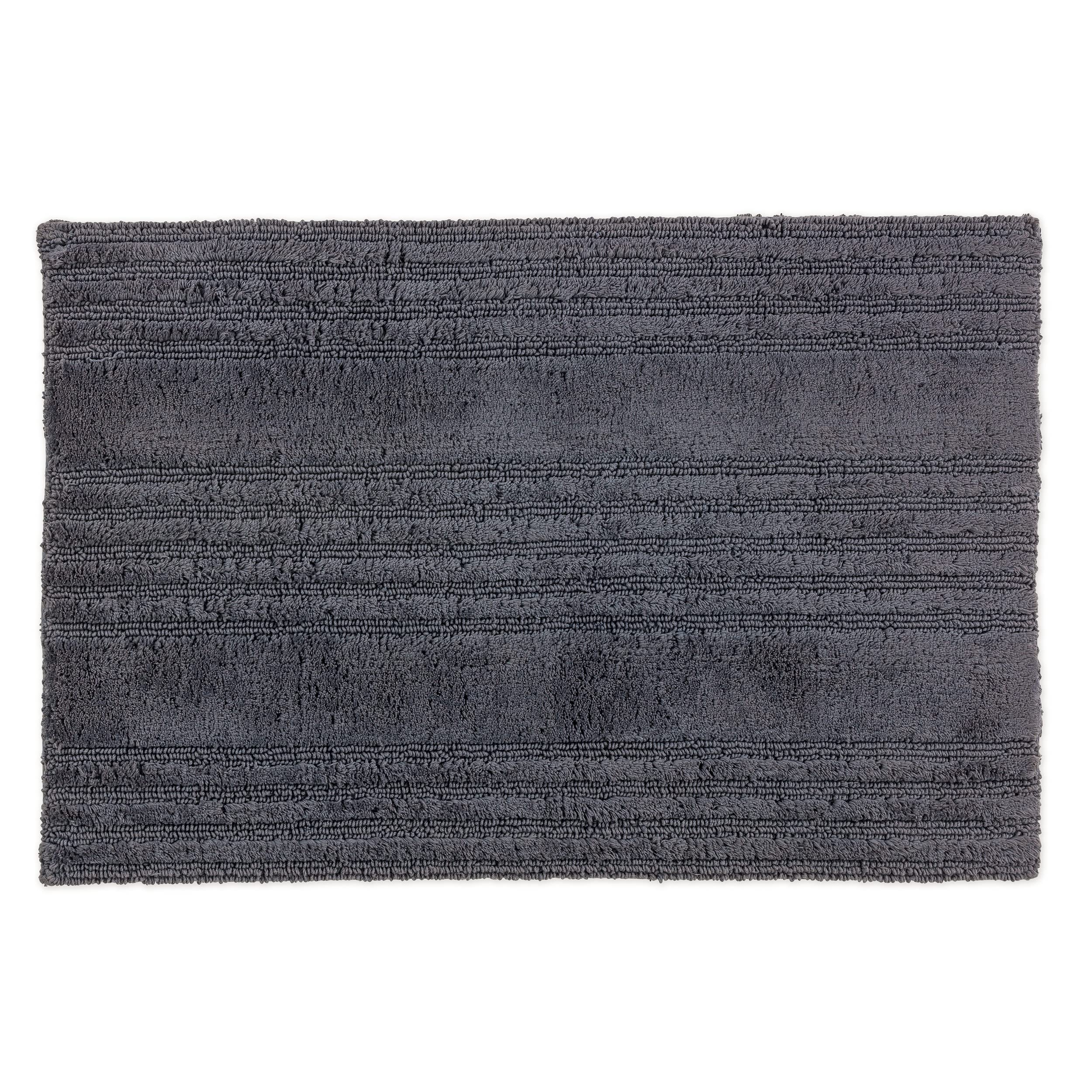 Schöner Wohnen Collection Alfombra de baño 60 x 90 cm - Reversible - Alfombra de baño Lavable Antracita - Rayas - 100% algodón