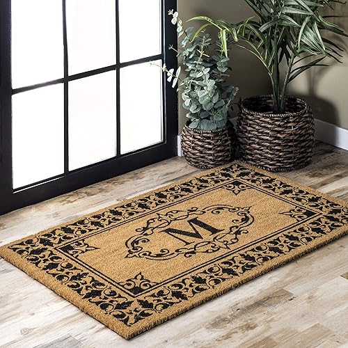 nuLOOM Felpudo de bienvenida al aire libre con monograma, 3x4, letra J nuLOOM Felpudo de bienvenida al aire libre con monograma, 3x4, letra J