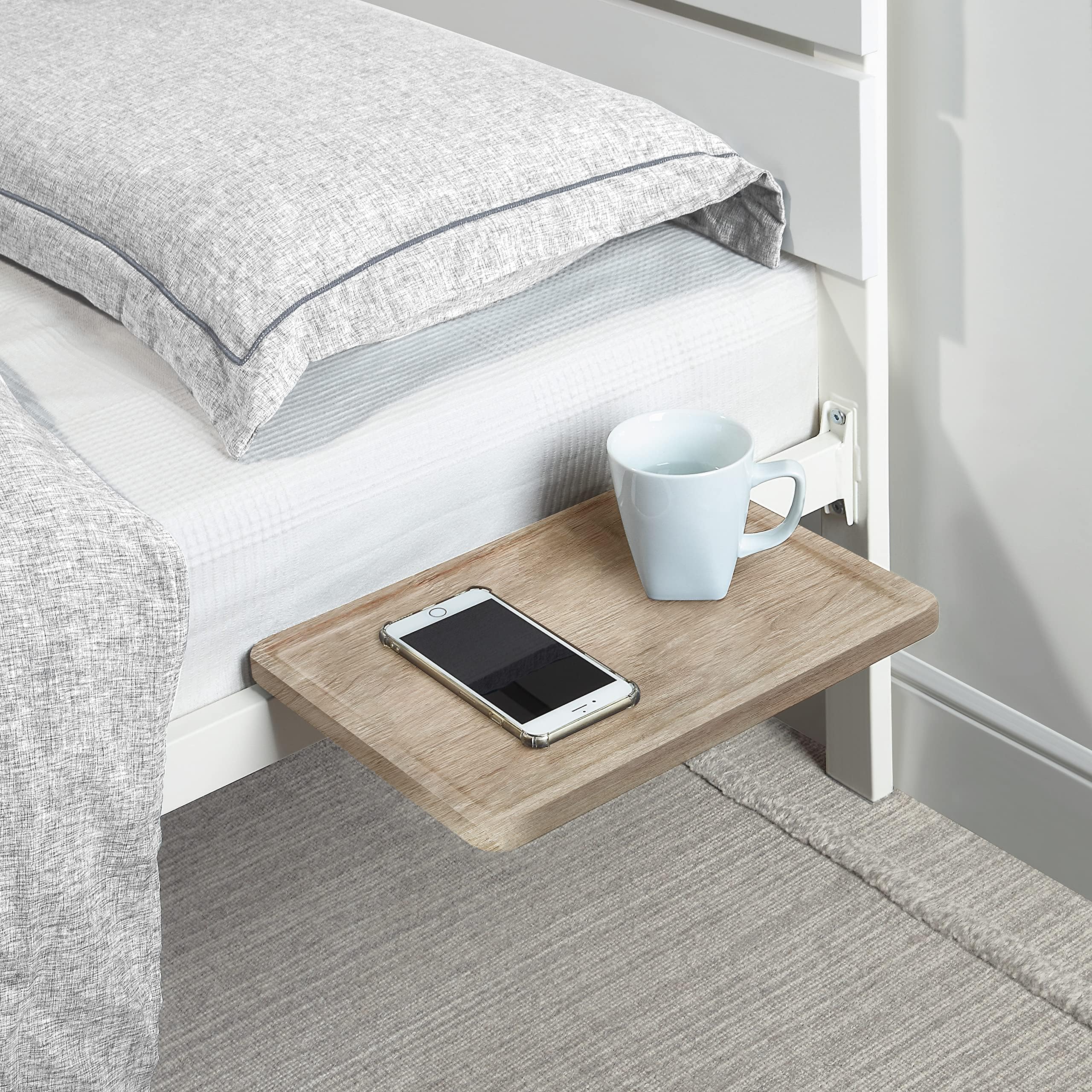 Amazon.com: No-Screws Bed Headboard Shelf Attachment - METAL Twin, King ...