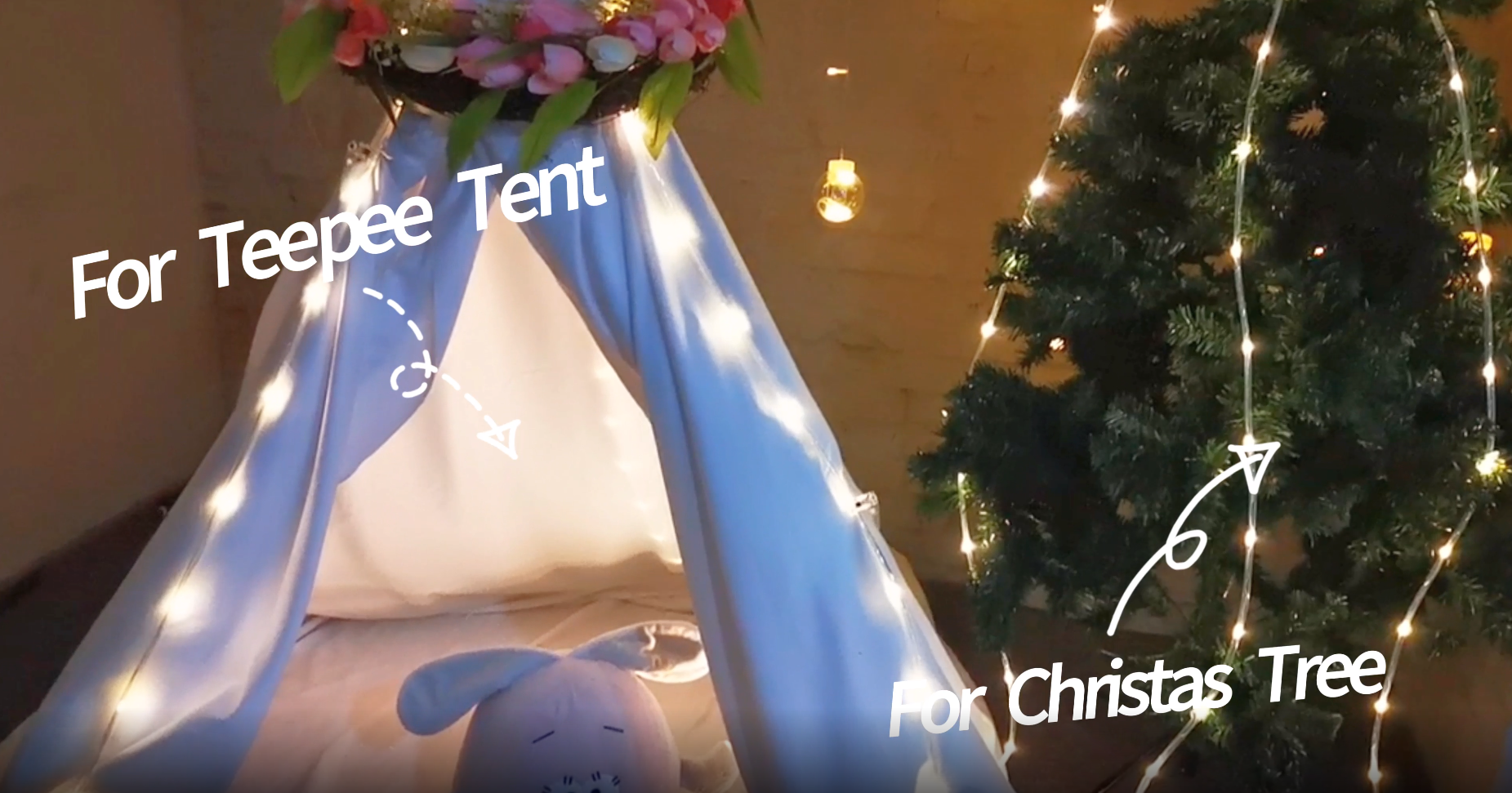 Luci LED A Batteria Per Bambini - Decorazione Per Camera, Tenda Teepee, Feste, 4 Fili Luminosi
