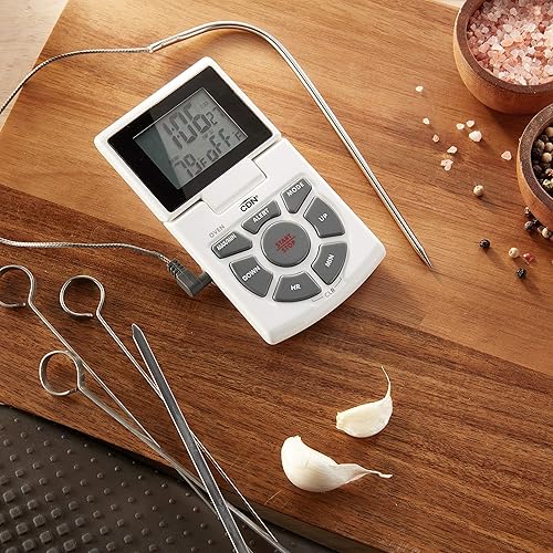 Miniatura 5 de CDN Termómetro digital para alimentos con sonda, funciones 3 en 1 (termómetro, temporizador, reloj), pantalla fácil de leer, blanco (DTTC-W)