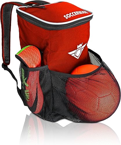 Miniatura 11 de Mochila de fútbol con compartimento para pelotas - Para niños y niñas | La bolsa se adapta a todos los equipos de fútbol y equipo de gimnasio