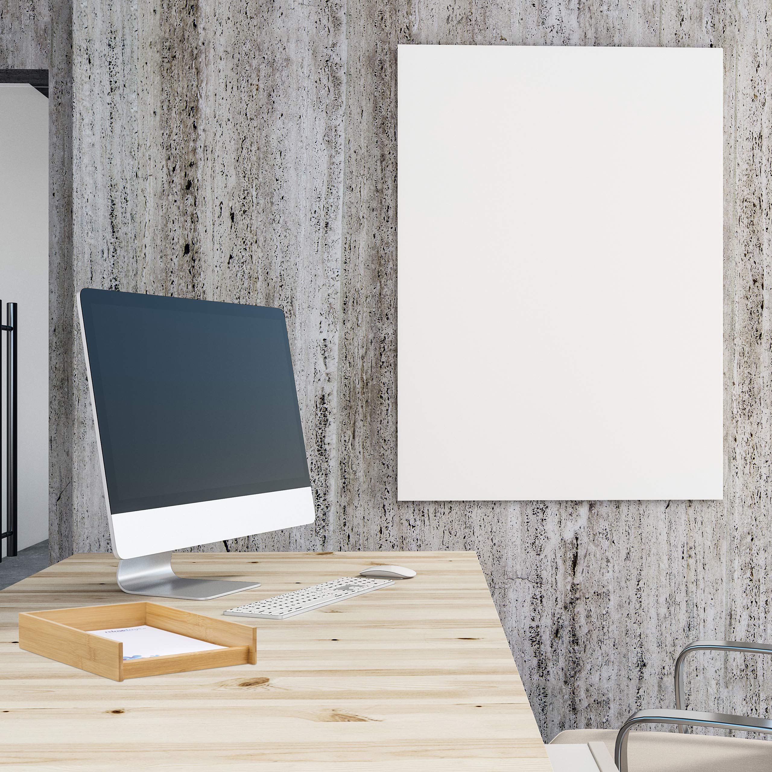 Relaxdays Dokumentenablage Holz, DIN A4 Papierfach, Büro, Schreibtisch, flach, Briefablage Bambus, BxT: 25x33 cm, Natur