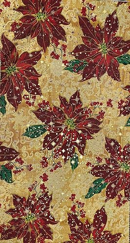 The Yard - Tela ligera de poliéster y algodón con purpurina dorada, 58 pulgadas de ancho, material para manualidades y costura (5 yardas, muérdago