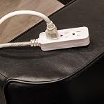 GE Pro 3-Outlet Power Strip with Surge Protection, 15 Ft Designer Braided Extension Cord, Grounded, Flat Plug, 250 Joules, Warranty, UL Listed, White/Gray, 40530