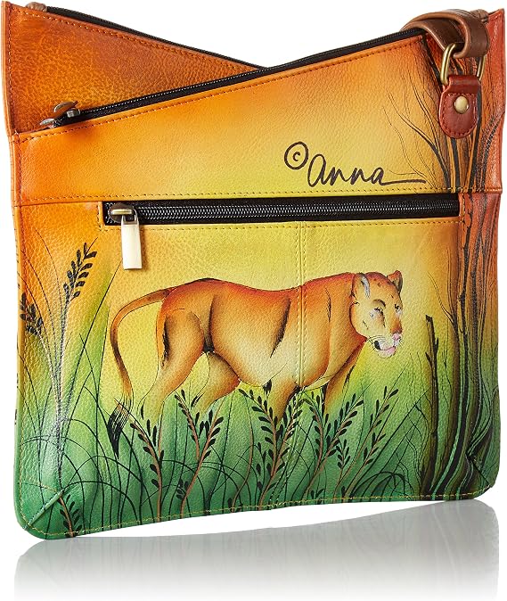 Anuschka womens ANNA BY ANUSCHKA HAND PAINTED LEATHER WOMEN'S V TOP MULTICOMPARTMENT CROSSBODY