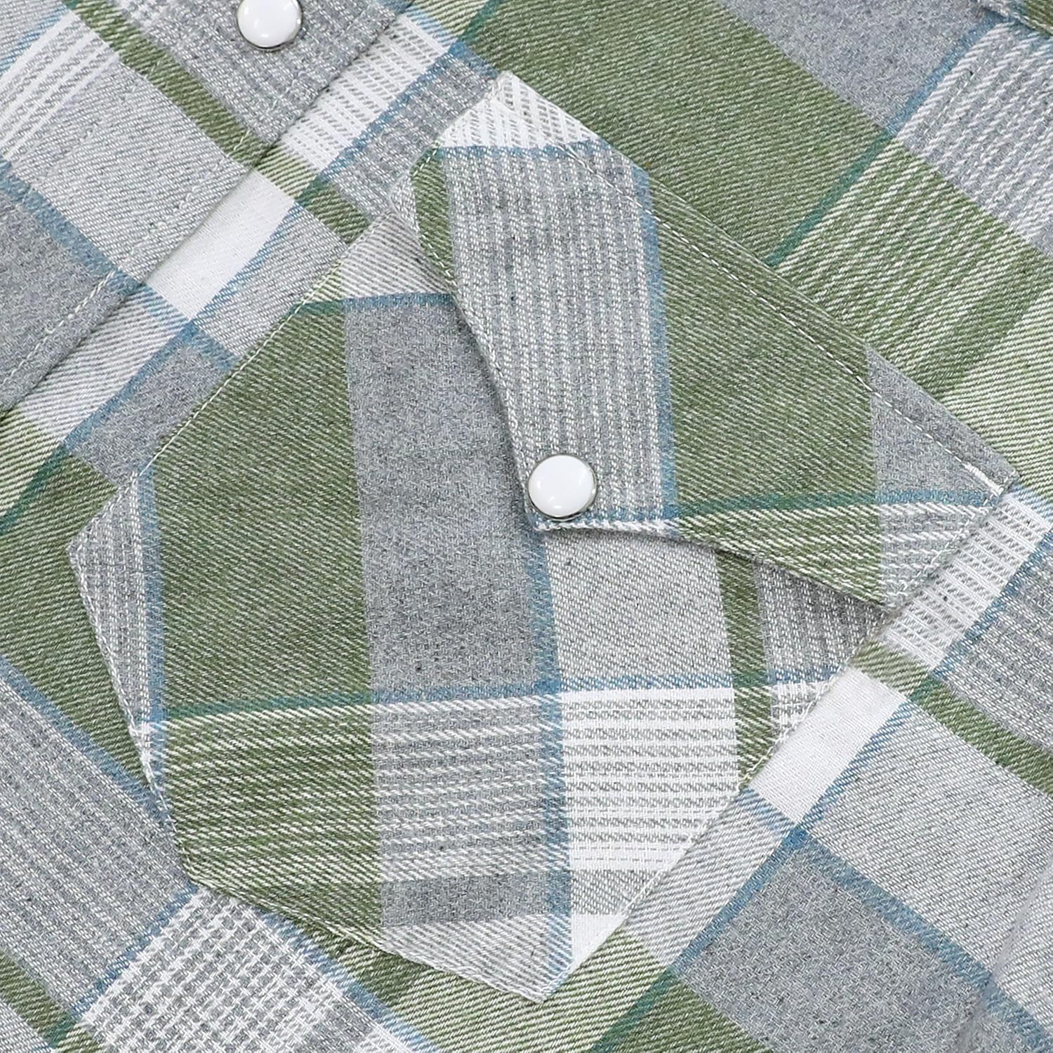 Dubinik® 6 oz Flannel Shirt for Men Western Cowboy Pearl Snap Long Sleeve Work Casual Buttons Vintage Plaid Shirts - Image 4