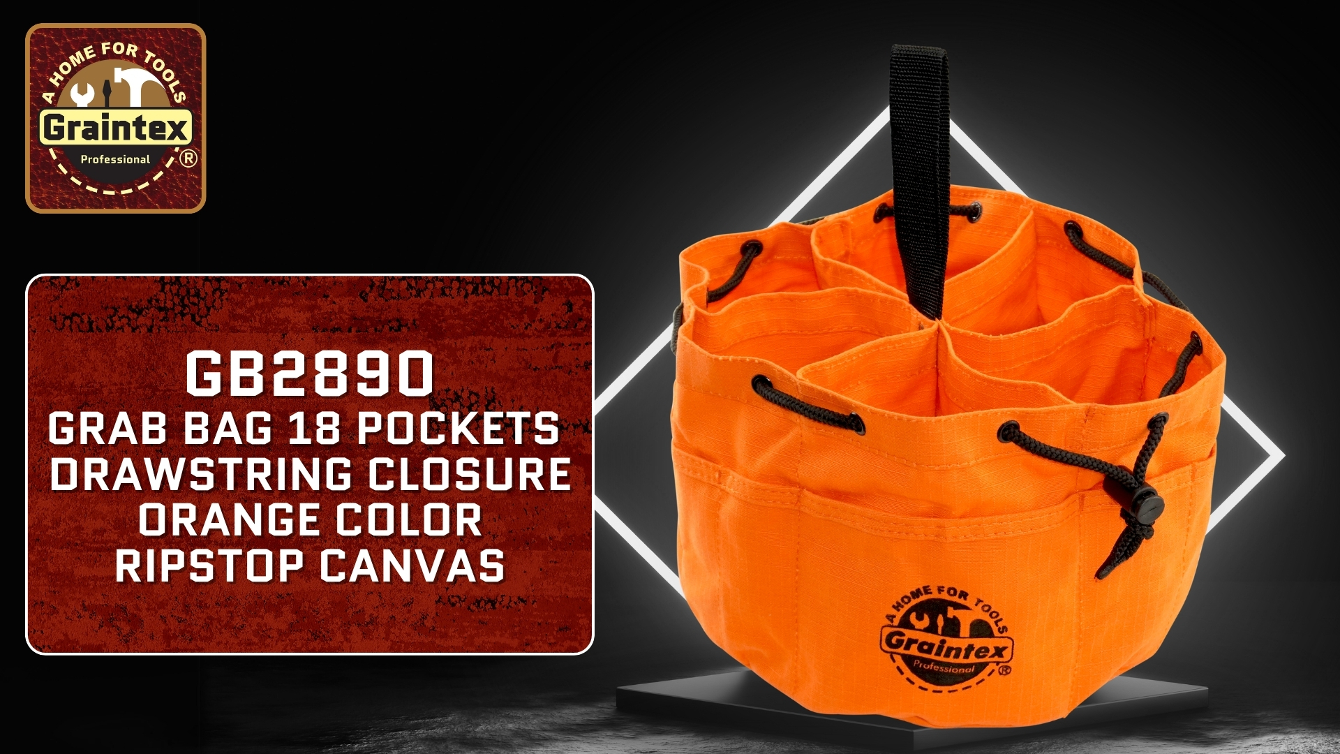 Watch GB2890 &colon;&colon; 18 Pocket Grab Bag Orange Color Canvas