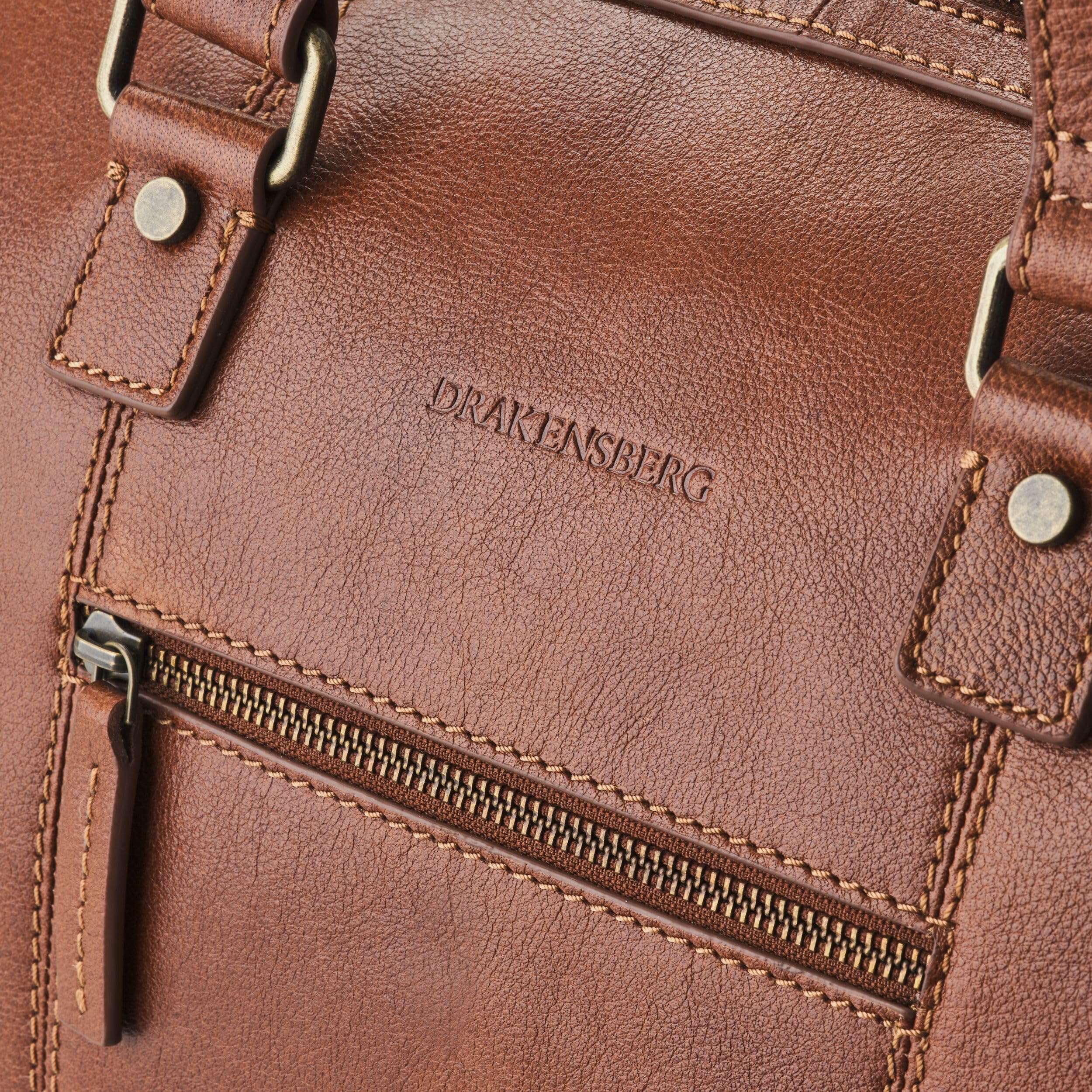 DRAKENSBERG Bolso de viaje de piel 'Romeo' (48 cm) pequeño y elegante, para hombre y mujer, equipaje de mano autorizado, Castaño-marrón, Handgepäck 48cm, 35 Liter, Bolsa de viaje de cuero auténtico