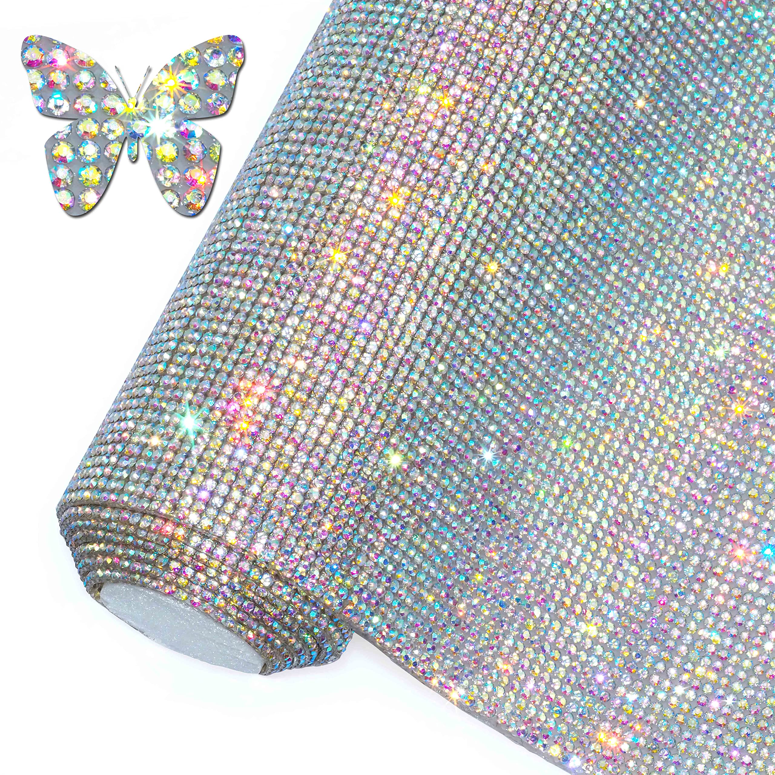 LocacrystalBling Rhinestone Sticker DIY Car Decoration Stickers Self-Adhesive Hotfix Glitter Crystal Gem Sheet Stickers for Car&Crafts Decoration 81000 Pcs 2mm Rhinestones(Crystal AB,15.8"x39.4")