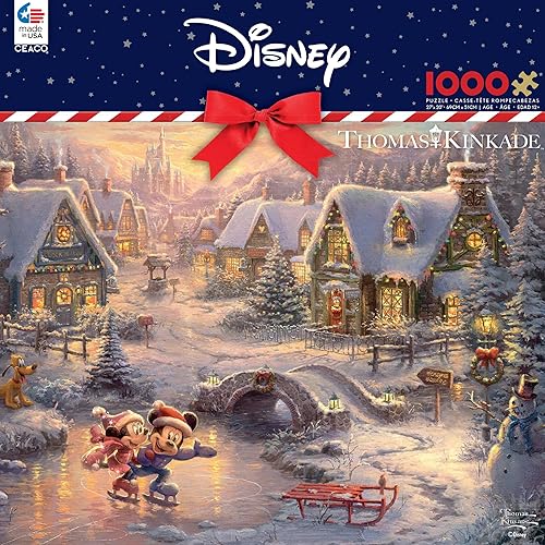 Ceaco - Thomas Kinkade - Mickey and Minnie Sweetheart Holiday - Rompecabezas de 1000 piezas
