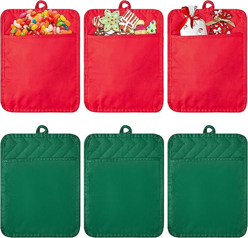 Vista 14 de R HORSE Juego de 6 soportes para ollas con bolsillo para cocina, juego de soportes negros de algodón resistente al calor, posavasos de tela de rizo