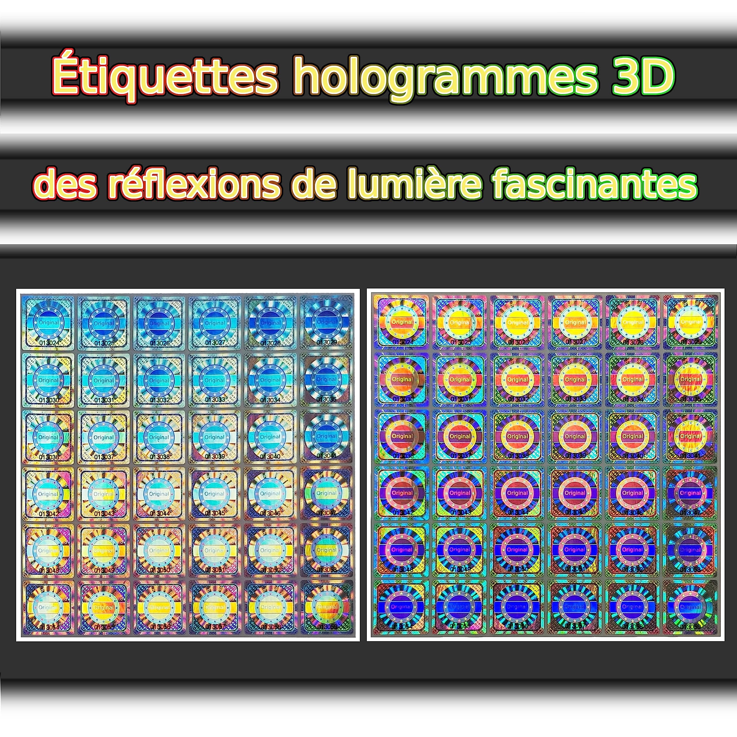 500 pcs - Hologramme 3D de sécurité, sceau original avec numéro de série | 25mm argent brillant - Sceaux de sécurité, sceau de qualité, sceau de garantie, étiquettes de sécurité, sceau de fermeture