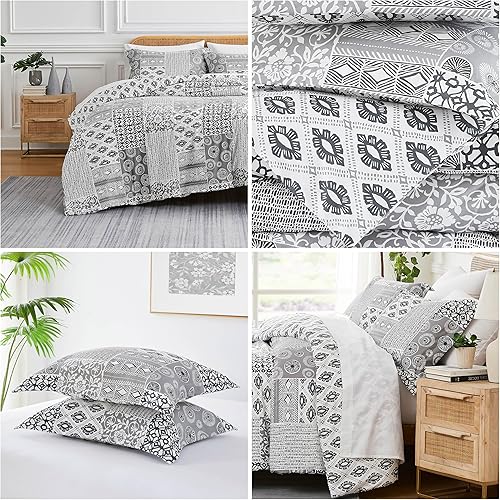 Miniatura 3 de Southshore Fine Living, Inc. Global Patch Collection - Funda alternativa al plumón para todas las estaciones, juego de edredón de 3 piezas de gran