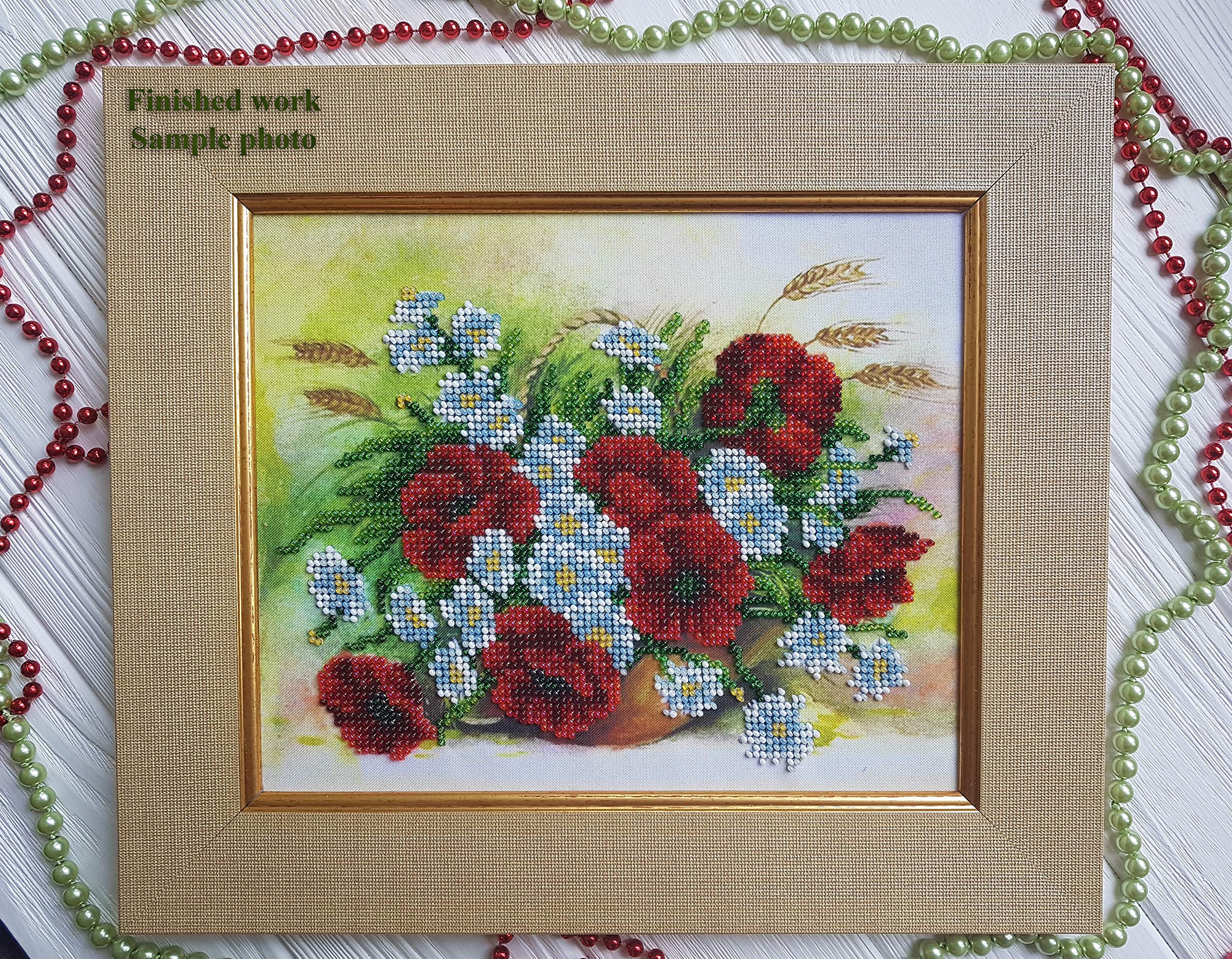Kit Point De Croix Magic Needle – Motif Coquelicots Et Marguerites – Broderie Comptée Complète