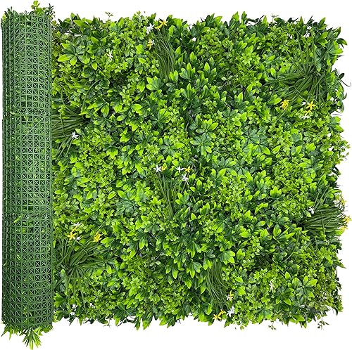 Miniatura 10 de Pantalla de Pared de Valla de Privacidad de Hiedra Artificial, 40 x 120 pulgadas, anti rayos UV, telón de fondo de vegetación falsa de hiedra, setos
