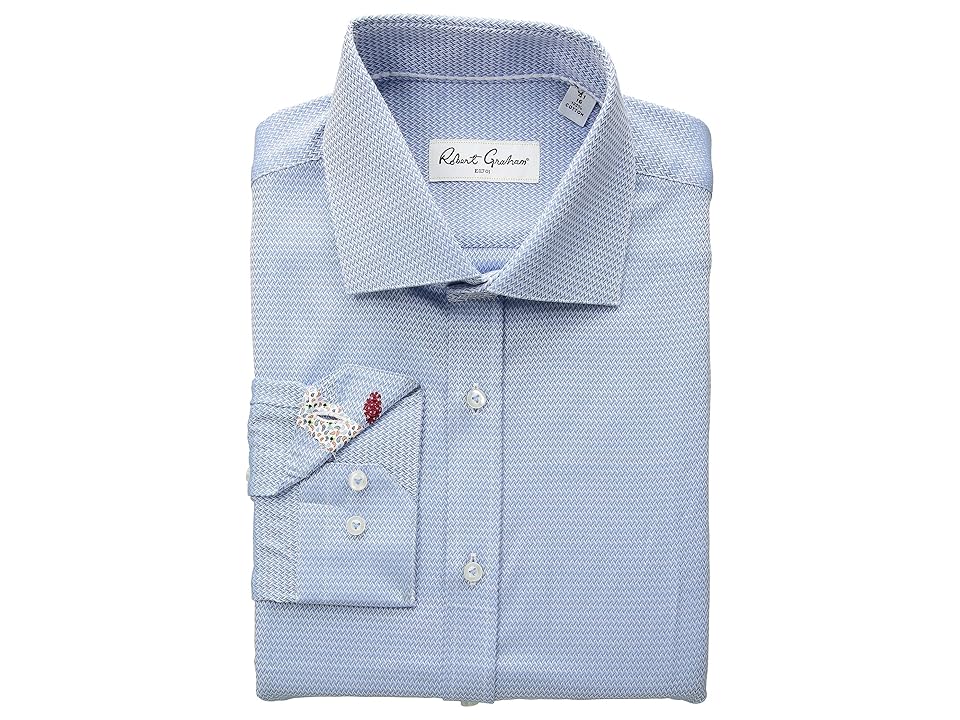 

Robert Graham Curto Solid Chevron Long Sleeve Dress Shirt (Sky) Men's Long Sleeve Button Up, Blue