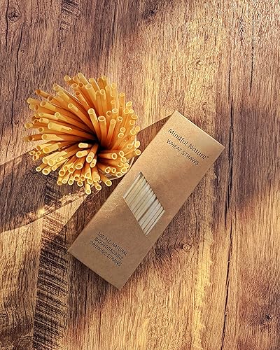 Miniatura 3 de Mindful Nature Pajitas de trigo  100 popotes totalmente naturales  de un solo uso, desechables, biodegradables y compostables