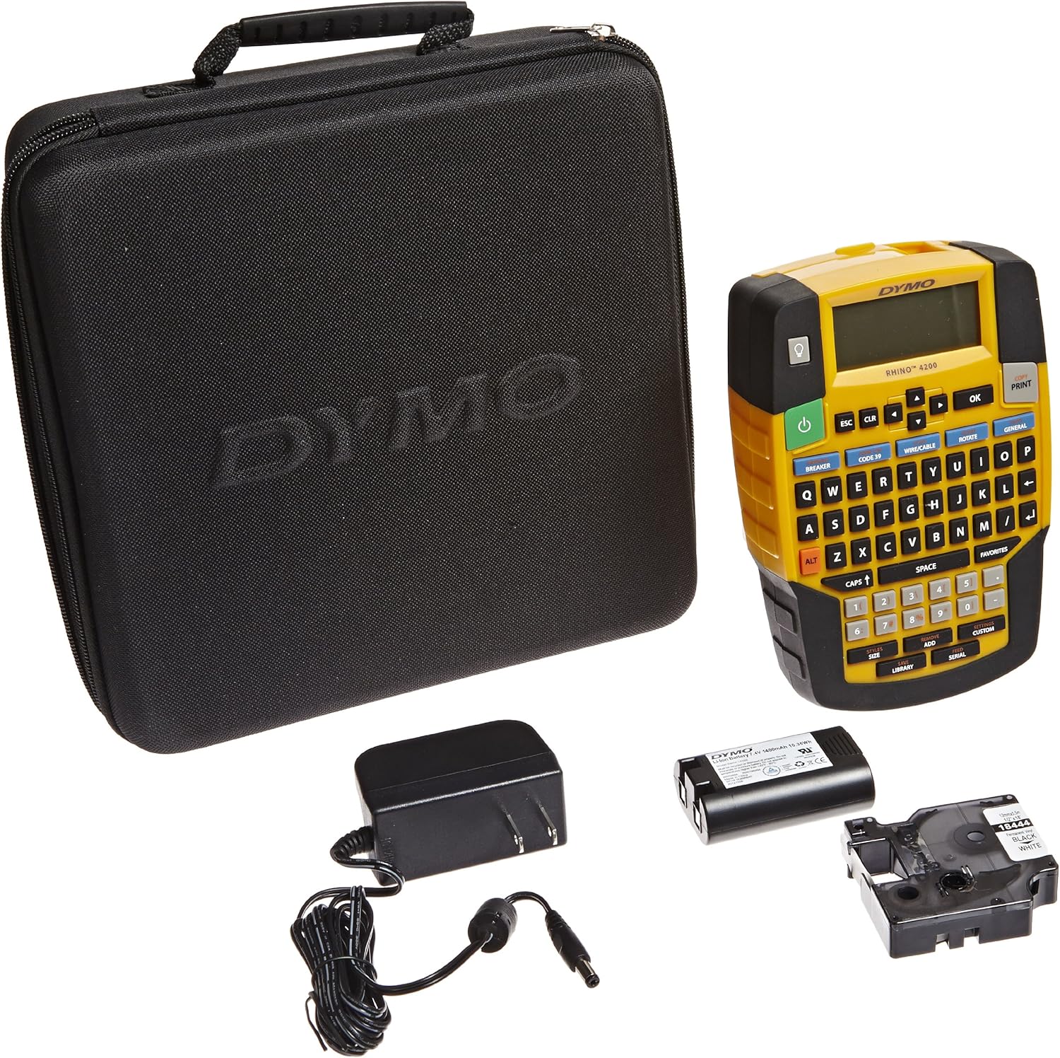 DYMO Rhino 4200 Industrial Label Maker Carry Case Kit with 1 Roll of 1/2" All