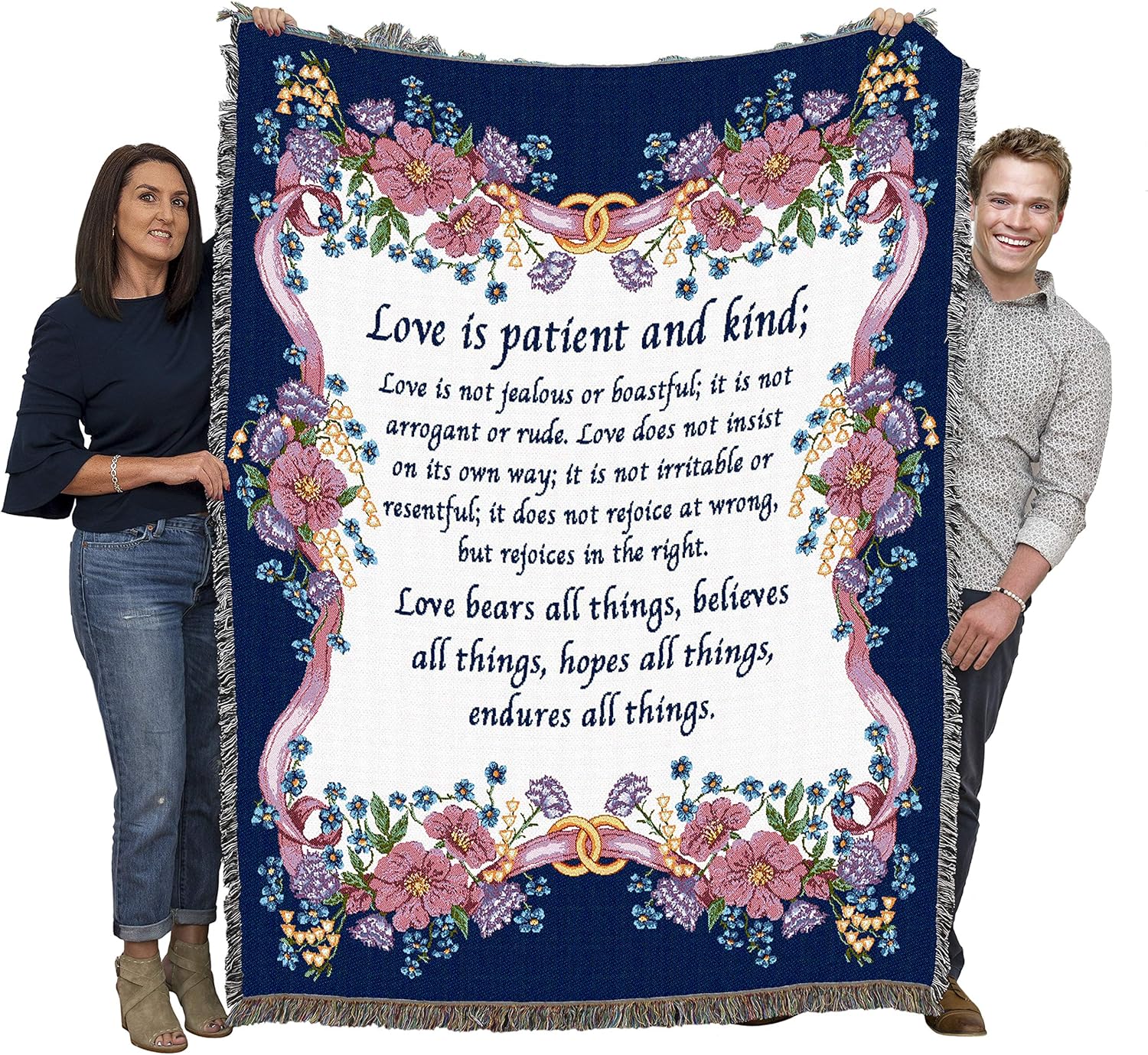 Pure Country Weavers Love is Patient Love is Kind Blanket 5 - Scriptures - 1 Corinthians 13 - Wedding Gift Tapestry Throw Woven from Cotton - Made in The USA (72x54)